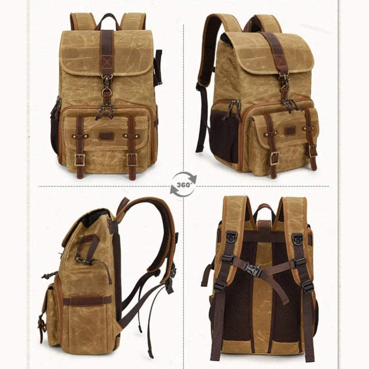 Frendorf | Große Kapazität SLR Digitalkamera Tasche Laptop Rucksack Canvas Aufbewahrungstasche (Erdgelb)