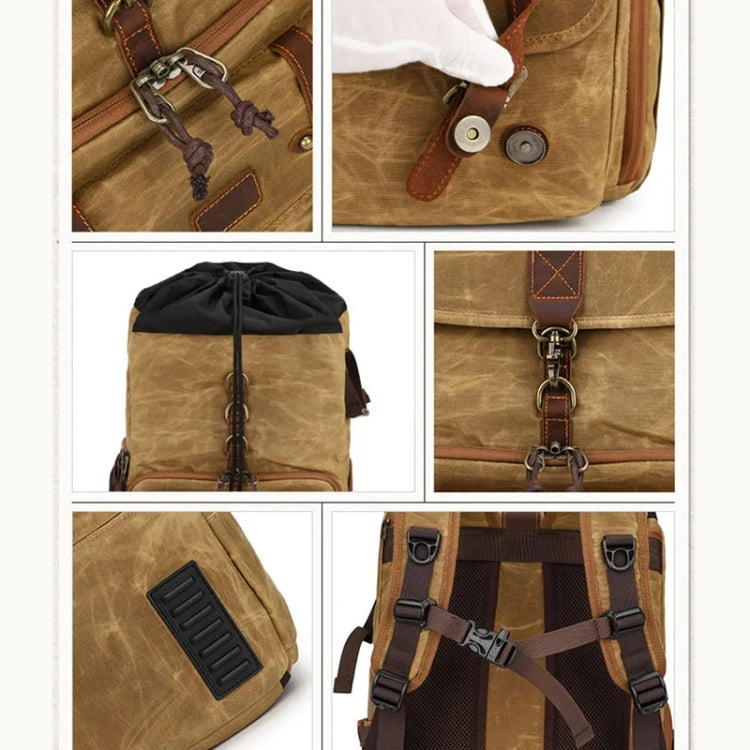 Frendorf | Große Kapazität SLR Digitalkamera Tasche Laptop Rucksack Canvas Aufbewahrungstasche (Erdgelb)