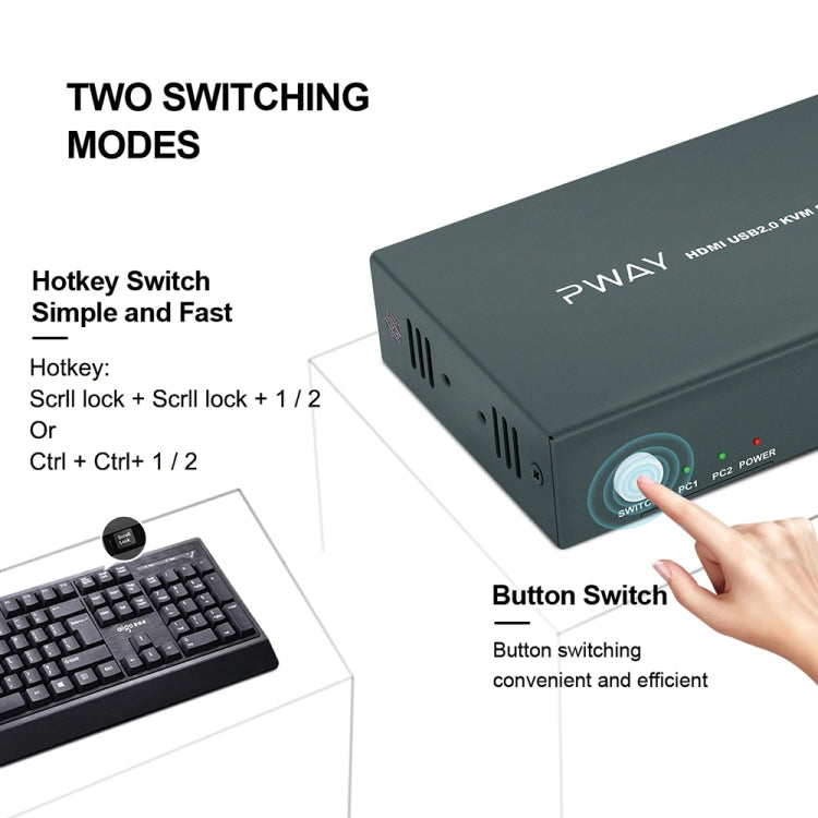 Frendorf | PWAY PW-S7201H 2 In 1 Out HDMI KVM Switch 4K HD Video Bildschirm Cutter