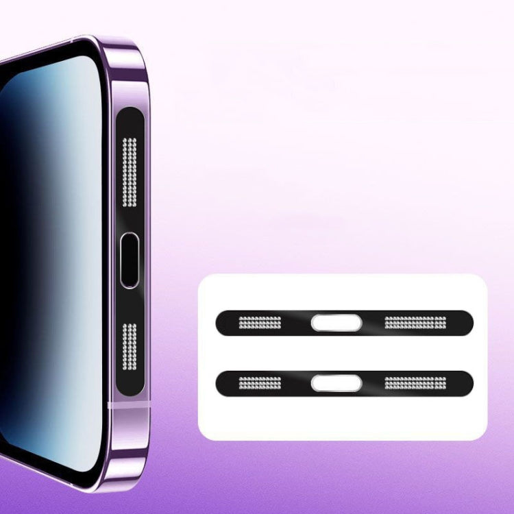 Frendorf | 2 Stück /Set Für iPhone 12 / 13 / 14 / 15 Serie Lautsprecher Beschichtung Metall Staubdicht Netz Ladeanschluss Schutzfolie Staubaufkleber (Schwarz)