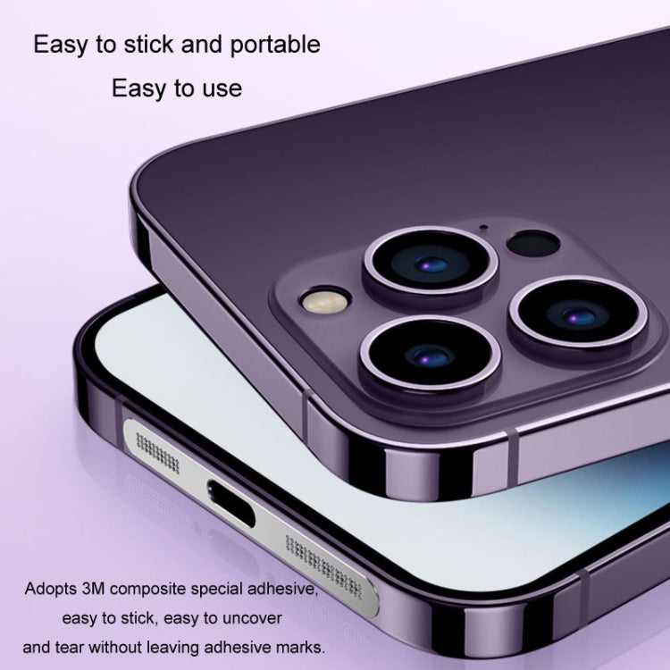 Frendorf | 2 Stück /Set Für iPhone 12 / 13 / 14 / 15 Serie Lautsprecher Beschichtung Metall Staubdicht Netz Ladeanschluss Schutzfolie Staubaufkleber (Schwarz)