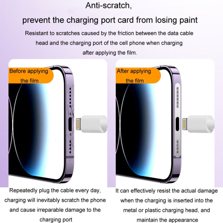 Frendorf | 2pcs /Set Für IPhone 12 / 13 / 14 / 15 Serie Lautsprecher Plattierung Metall Staubdicht Mesh Ladeanschluss Schutzfolie Staub Aufkleber (Lila)