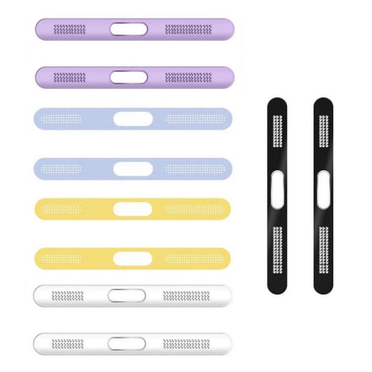 Frendorf | 2 Stück /Set Für iPhone 12 / 13 / 14 / 15 Serie Lautsprecher Beschichtung Metall Staubdicht Netz Ladeanschluss Schutzfolie Staubaufkleber (Schwarz)