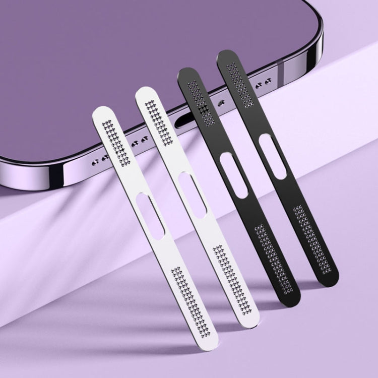 Frendorf | 2 Stück /Set Für iPhone 12 / 13 / 14 / 15 Serie Lautsprecher Beschichtung Metall Staubdicht Netz Ladeanschluss Schutzfolie Staubaufkleber (Schwarz)