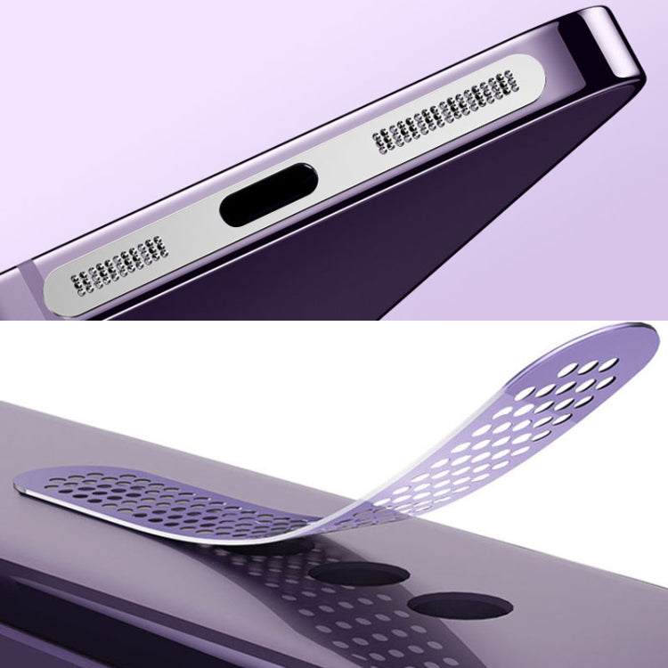 Frendorf | 2 Stück /Set Für iPhone 12 / 13 / 14 / 15 Serie Lautsprecher Beschichtung Metall Staubdicht Netz Ladeanschluss Schutzfolie Staubaufkleber (Schwarz)