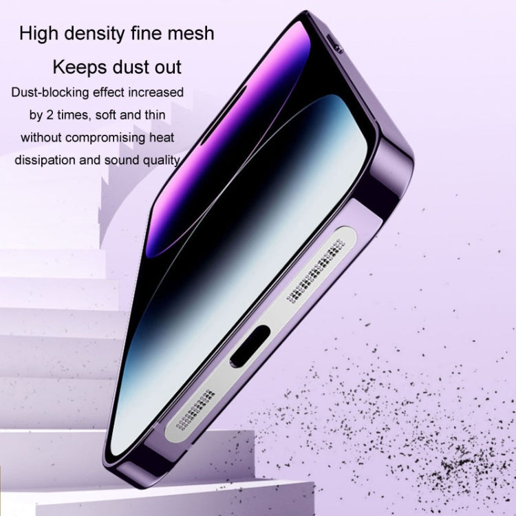 Frendorf | 2 Stück /Set Für iPhone 12 / 13 / 14 / 15 Serie Lautsprecher Beschichtung Metall Staubdicht Netz Ladeanschluss Schutzfolie Staubaufkleber (Schwarz)