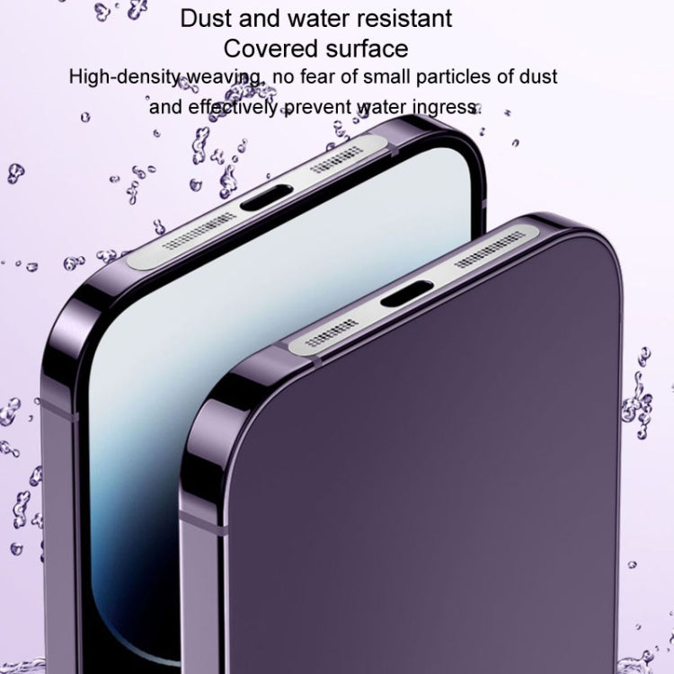 Frendorf | 2 Stück /Set Für iPhone 12 / 13 / 14 / 15 Serie Lautsprecher Beschichtung Metall Staubdicht Netz Ladeanschluss Schutzfolie Staubaufkleber (Schwarz)