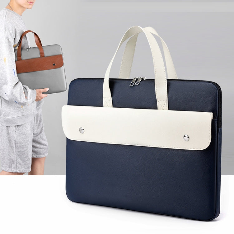 Frendorf | 15.6 Zoll Kontrastfarbe PU Leder Laptop Tasche Computer Tasche Aktentasche Hülle (Beige)