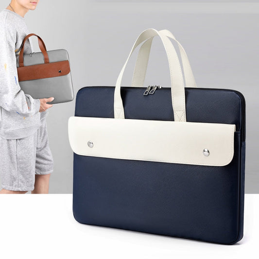 Frendorf | 15.6 Zoll Kontrastfarbe PU Leder Laptop Tasche Computer Tasche Aktentasche Hülle (Beige)