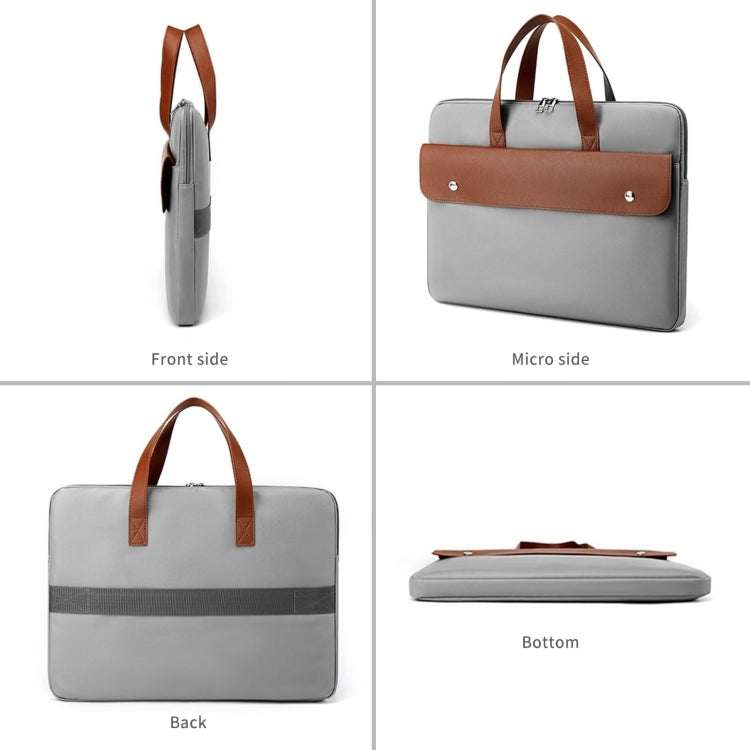 Frendorf | 15.6 Zoll Kontrastfarbe PU Leder Laptop Tasche Computer Tasche Aktentasche Hülle (Beige)