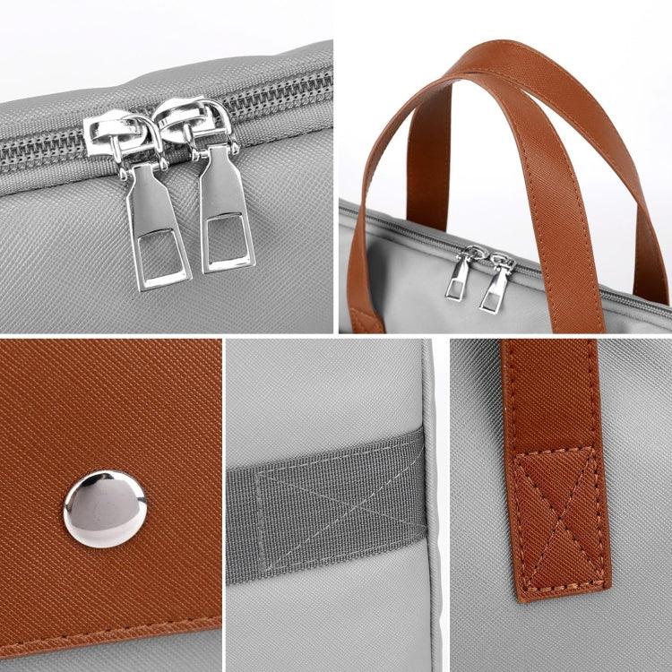 Frendorf | 15.6 Zoll Kontrastfarbe PU Leder Laptop Tasche Computer Tasche Aktentasche Hülle (Beige)