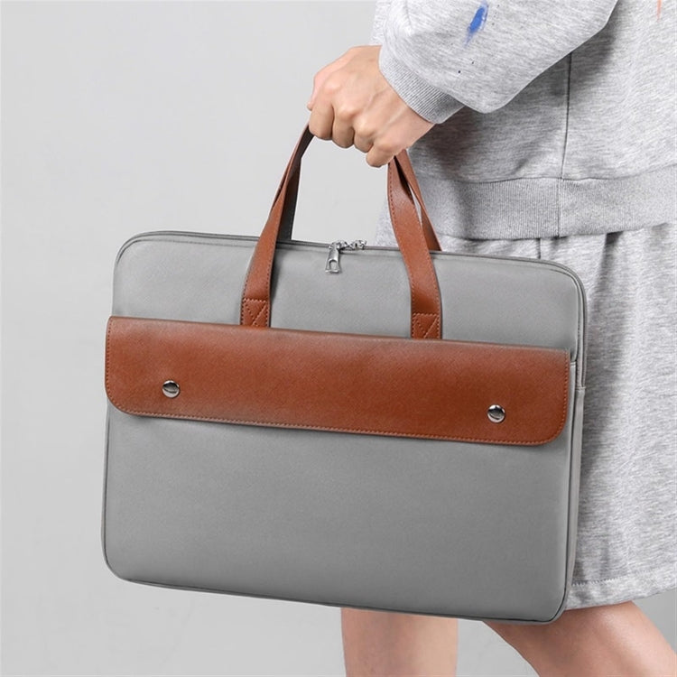Frendorf | 15.6 Zoll Kontrastfarbe PU Leder Laptop Tasche Computer Tasche Aktentasche Hülle (Beige)