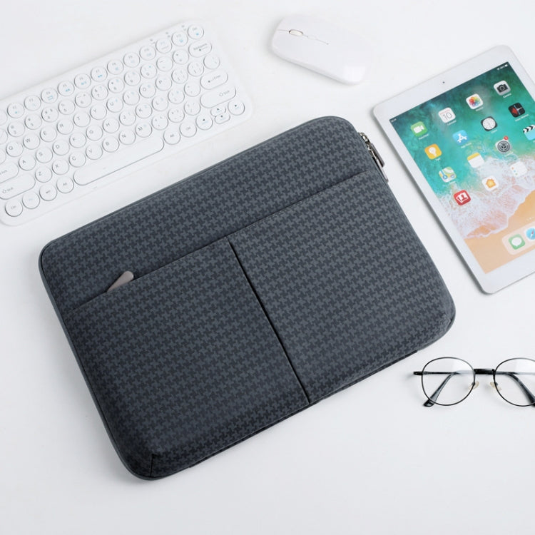 Frendorf | 10/11 Zoll Hahnentrittmuster Oxford-Stoff Laptop-Tasche Wasserdichte Tablet-Aufbewahrungstasche (Dunkelgrau)