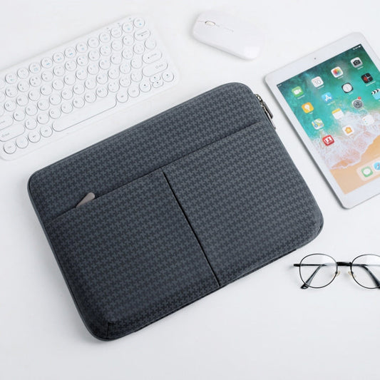 Frendorf | 10/11 Zoll Hahnentrittmuster Oxford-Stoff Laptop-Tasche Wasserdichte Tablet-Aufbewahrungstasche (Dunkelgrau)