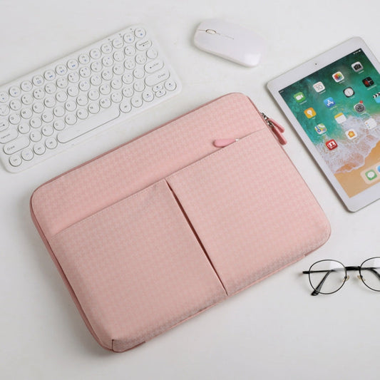 Frendorf | 13/13.3 Zoll Hahnentritt Muster Oxford Stoff Laptop Tasche Wasserdicht Tablet Aufbewahrungstasche (Rosa)