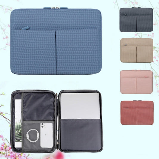 Frendorf | 13/13.3 Zoll Hahnentritt Muster Oxford Stoff Laptop Tasche Wasserdicht Tablet Aufbewahrungstasche (Haze Blau)