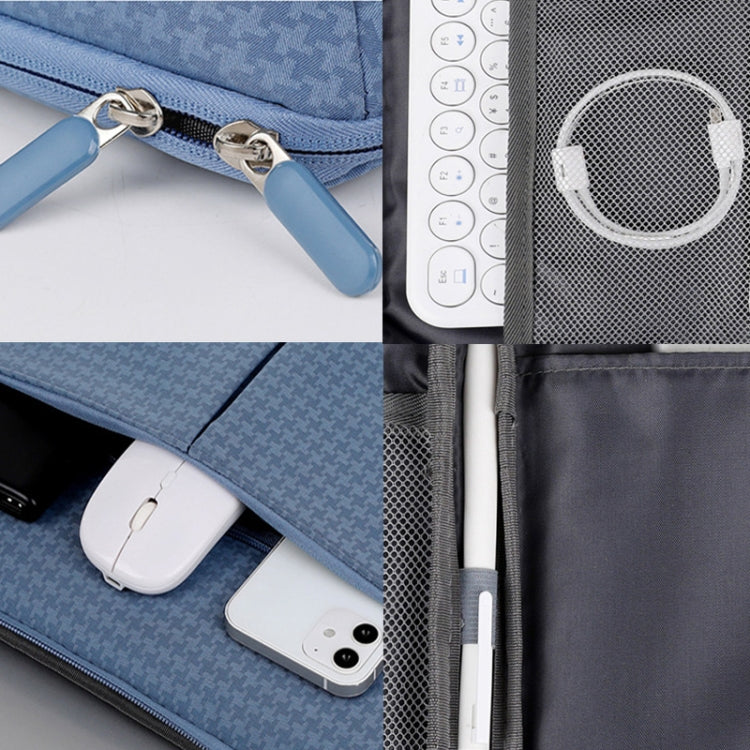 Frendorf | 13/13.3 Zoll Hahnentritt Muster Oxford Stoff Laptop Tasche Wasserdicht Tablet Aufbewahrungstasche (Haze Blau)