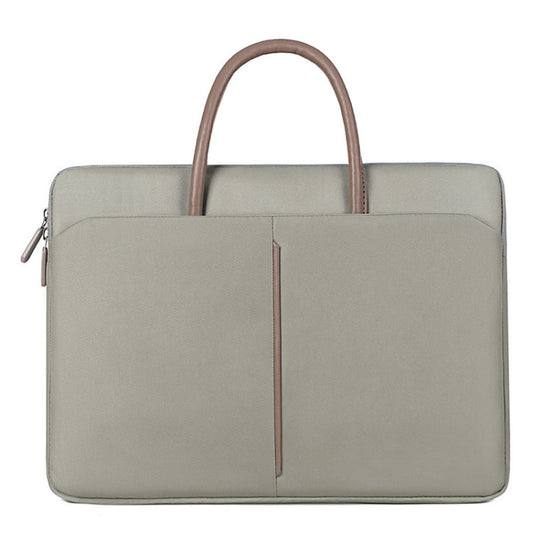 Frendorf | 15 -15.6 Zoll Oxford Stoff Laptop Tasche Herren Damen Aktentasche mit PU Griff (Grau Grün)