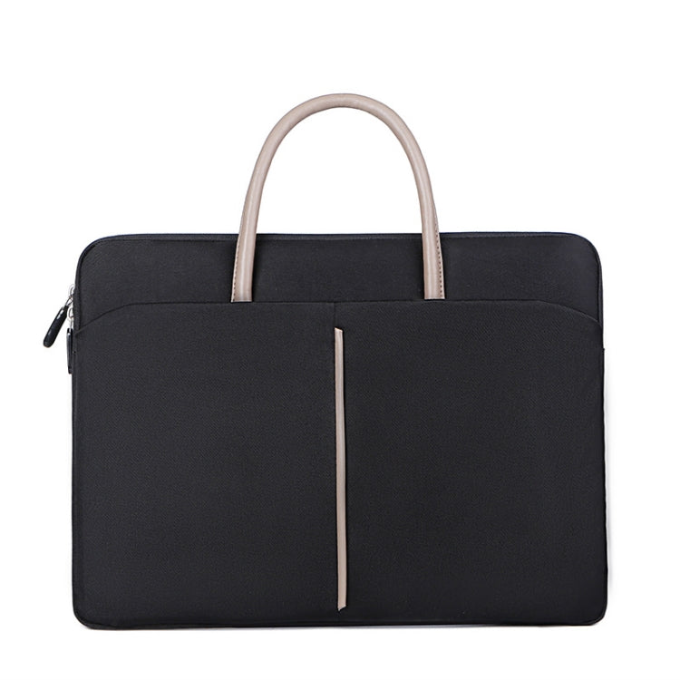 Frendorf | 15 -15,6 Zoll Oxford-Stoff Laptop-Tasche Herren Damen Aktentasche mit PU-Griff (Dunkel Schwarz)