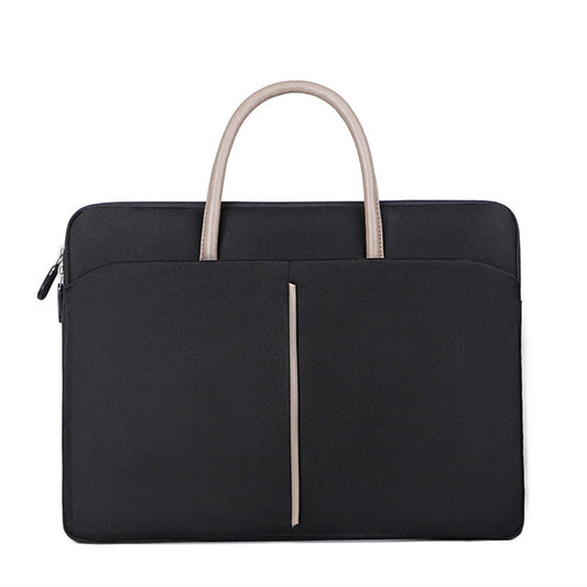 Frendorf | 15 -15,6 Zoll Oxford-Stoff Laptop-Tasche Herren Damen Aktentasche mit PU-Griff (Dunkel Schwarz)