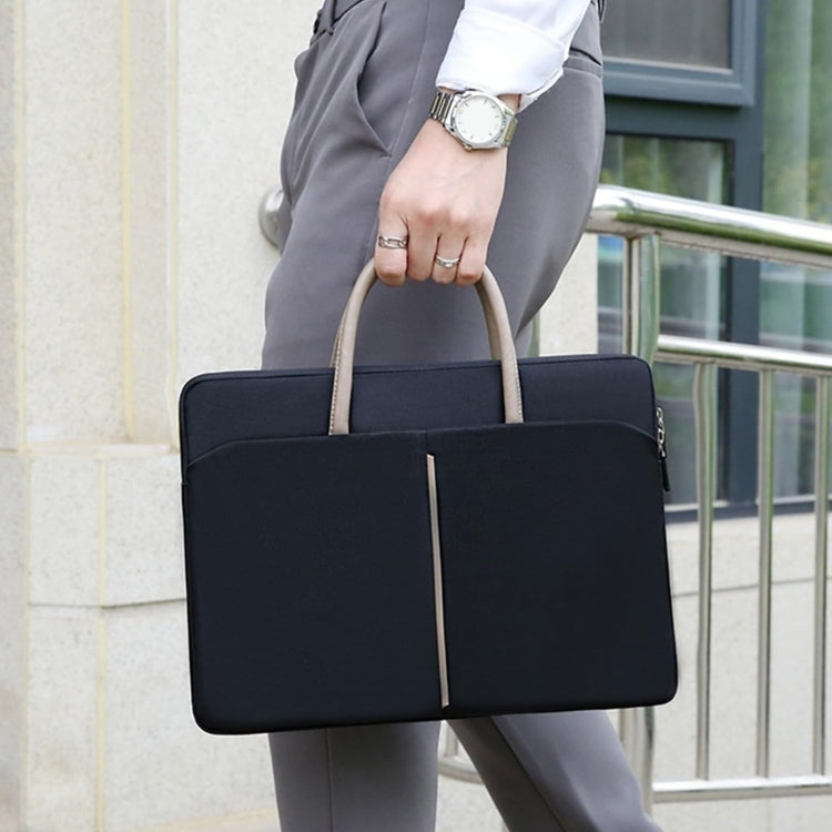 Frendorf | 15 -15.6 Zoll Oxford Stoff Laptop Tasche Herren Damen Aktentasche mit PU Griff (Grau Grün)