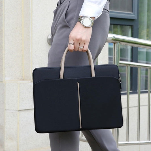 Frendorf | 15 -15.6 Zoll Oxford Stoff Laptop Tasche Herren Damen Aktentasche mit PU Griff (Grau Grün)