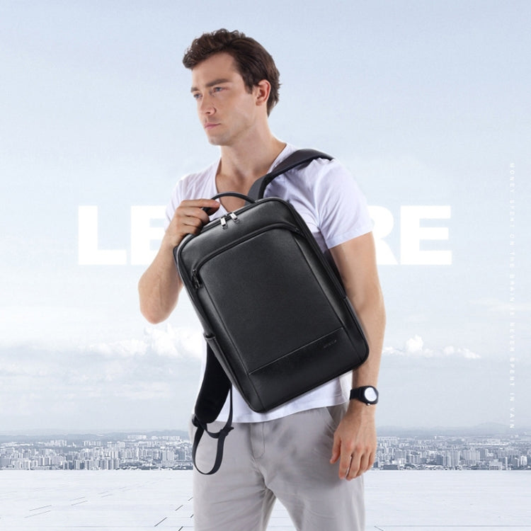 Frendorf | Bopai 61-123311 Großraum Erste-Schicht Rindsleder Business Laptop Rucksack (Schwarz)