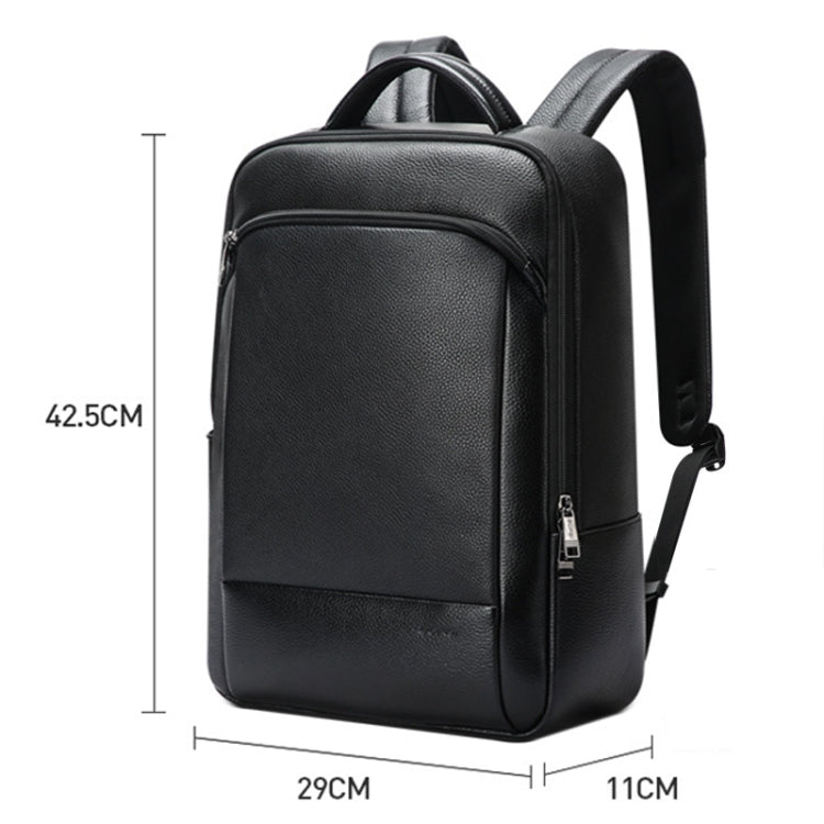 Frendorf | Bopai 61-123311 Großraum Erste-Schicht Rindsleder Business Laptop Rucksack (Schwarz)