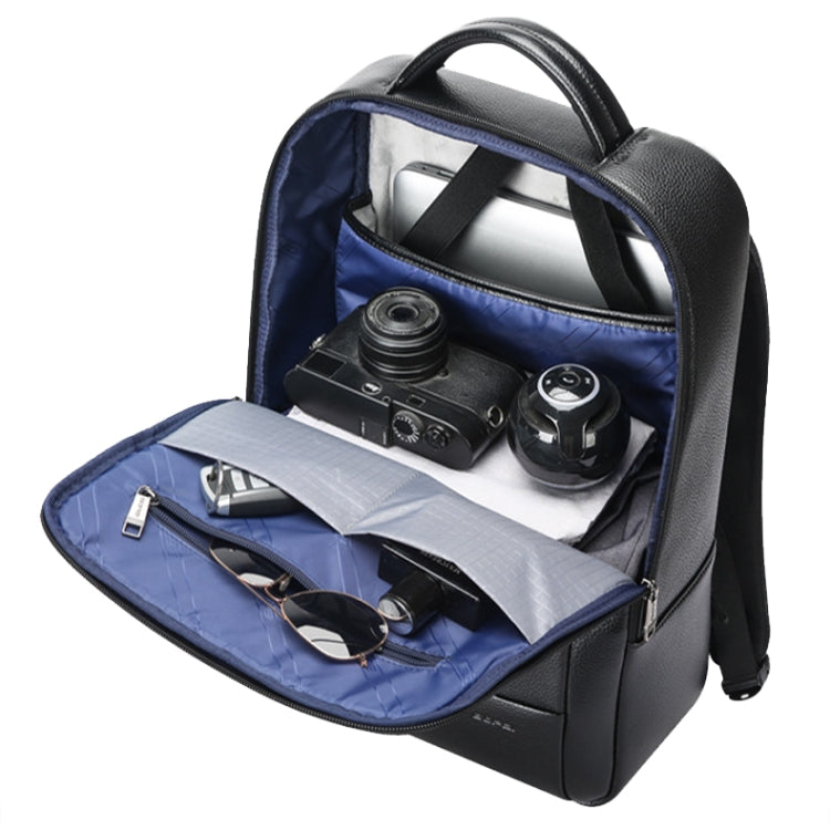 Frendorf | Bopai 61-123311 Großraum Erste-Schicht Rindsleder Business Laptop Rucksack (Schwarz)