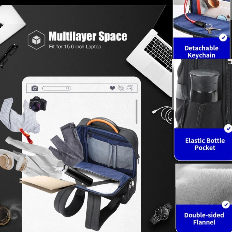 Frendorf | Bopai 751-006641A Große Kapazität Diebstahlschutz Wasserdicht Laptop Business Rucksack (Schwarz)