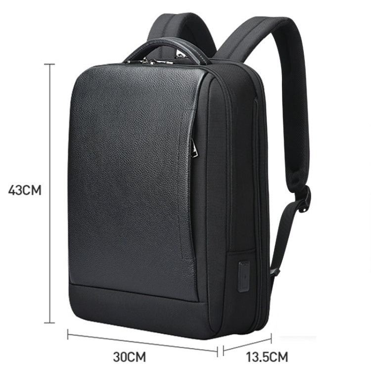 Frendorf | Bopai AL-61-122631B Große Kapazität Rindsleder Laptop Rucksack Mit USB+Type-C Anschluss (hochwertige Version)
