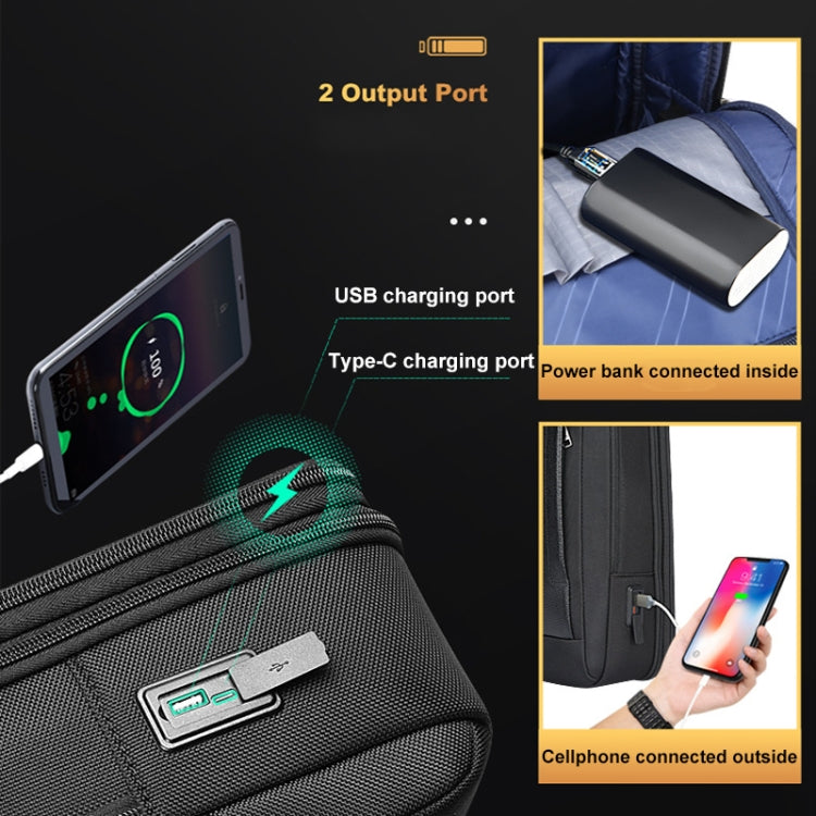 Frendorf | Bopai AL-61-122631B Große Kapazität Rindsleder Laptop Rucksack Mit USB+Type-C Anschluss (hochwertige Version)