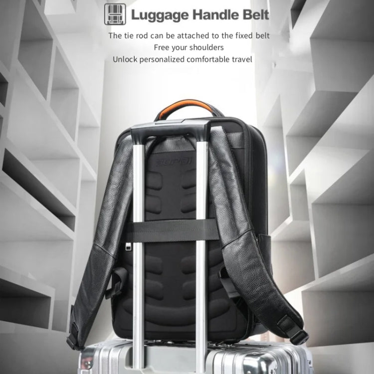 Frendorf | Bopai AL-61-122631B Große Kapazität Rindsleder Laptop Rucksack Mit USB+Typ-C-Anschluss (High-End-Version)