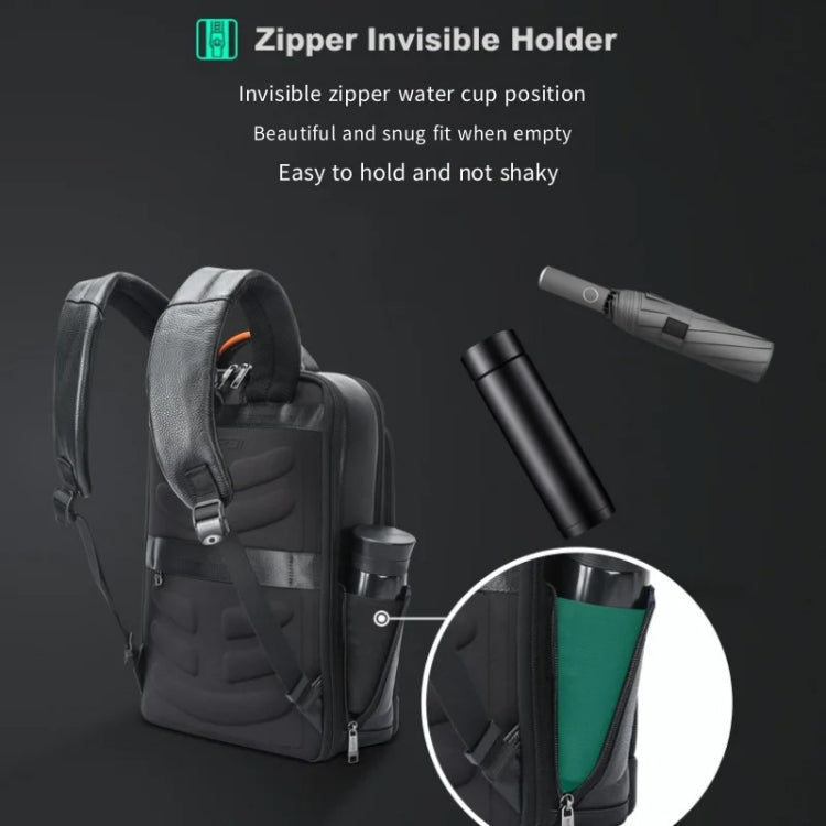 Frendorf | Bopai AL-61-122631B Große Kapazität Rindsleder Laptop Rucksack Mit USB+Typ-C-Anschluss (High-End-Version)