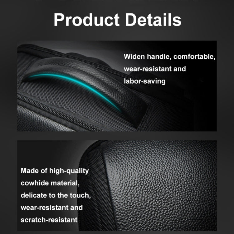 Frendorf | Bopai AL-61-122631B Große Kapazität Rindsleder Laptop Rucksack Mit USB+Type-C Anschluss (hochwertige Version)