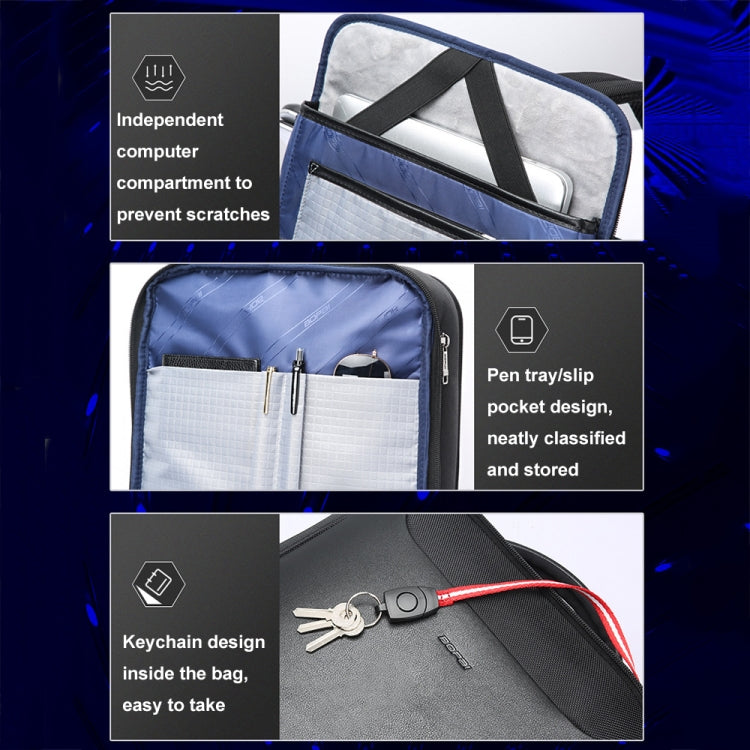 Frendorf | Bopai 61-19011 Rucksack mit großem Fassungsvermögen und wasserdichtem Design für Reisen, Laptop, mit USB+Type-C-Anschluss (Schwarz)