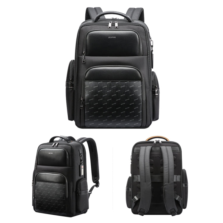 Frendorf | Bopai 61-91911 Große Kapazität Business Wasserdichte Laptop-Rucksack mit USB+Type-C-Anschluss (Schwarz)