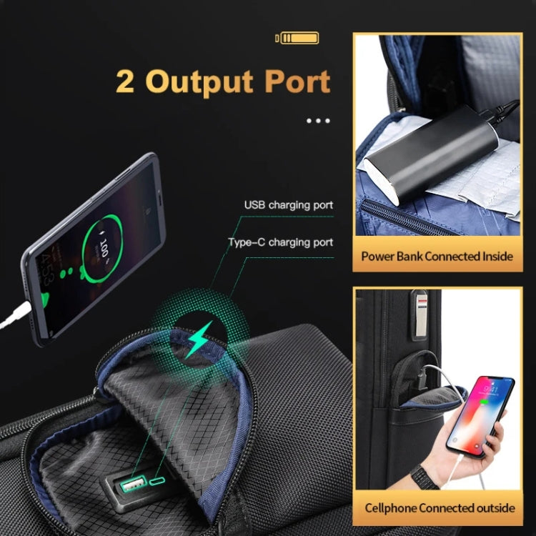 Frendorf | Bopai 61-91911 Große Kapazität Business Wasserdichte Laptop-Rucksack mit USB+Type-C-Anschluss (Schwarz)