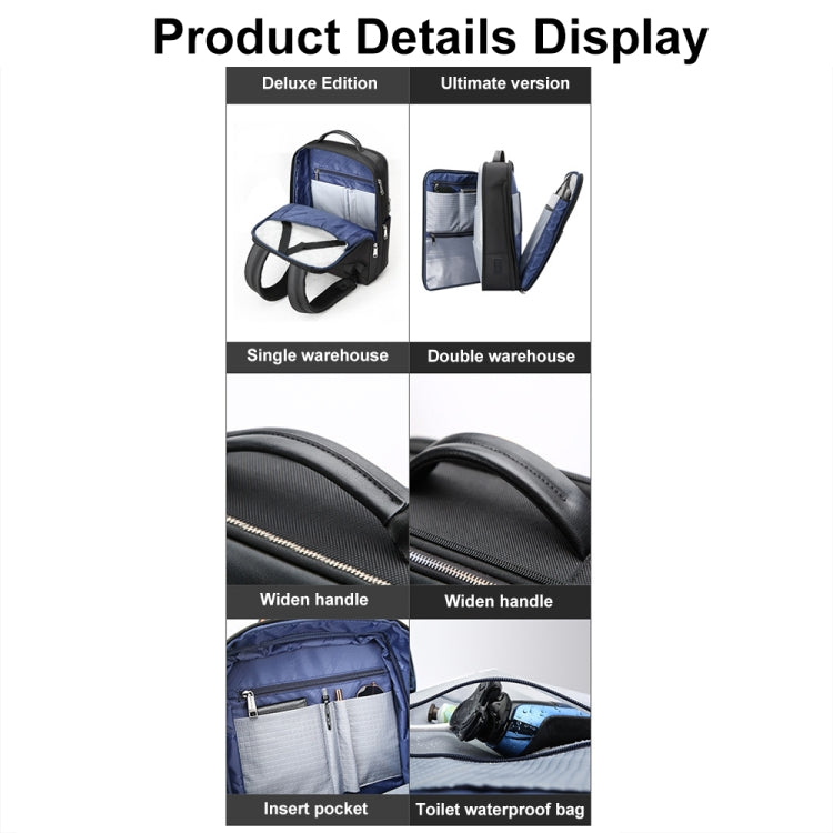 Frendorf | Bopai 61-18911 Große Kapazität Wasserdichte Reise Laptop Rucksack Mit USB+Type-C Port, Farbe: Deluxe