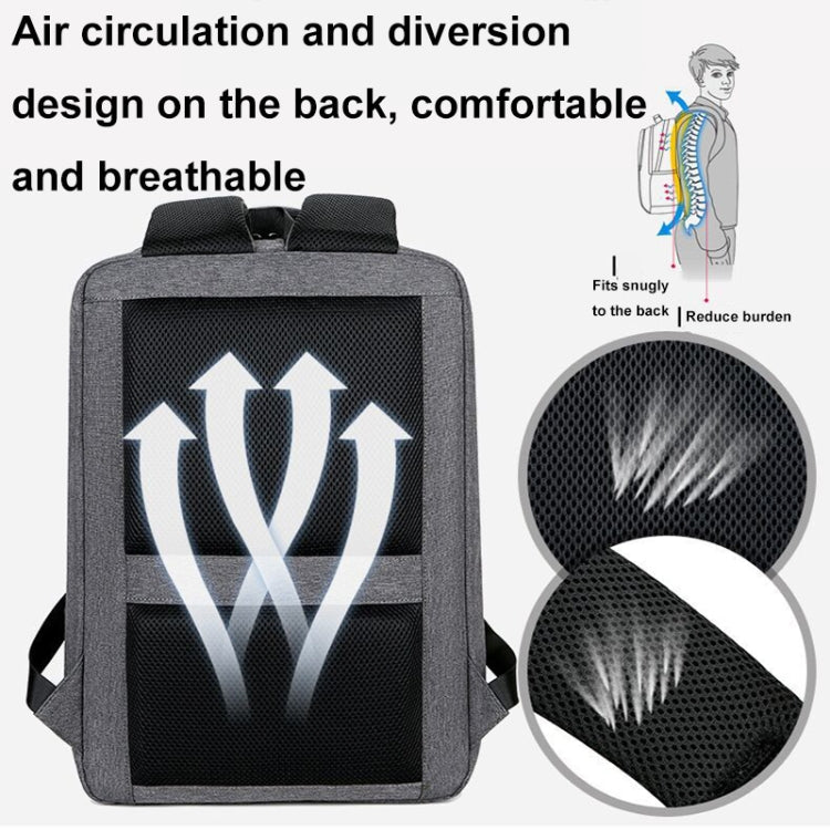 Frendorf | 15 Zoll Multifunktionaler wasserdichter Business-Sport-Laptop-Rucksack mit USB-Anschluss (Dunkelgrau)