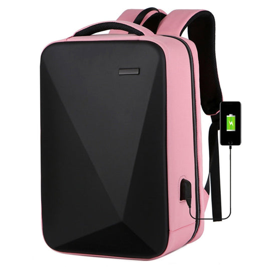 Frendorf | 16 Zoll Große Kapazität Passwortschloss Anti-Diebstahl Laptop Rucksack Mit USB-Anschluss (Rosa)