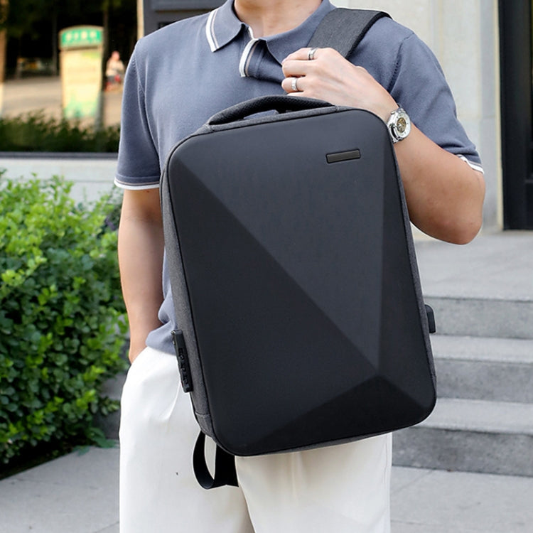 Frendorf | 16 Zoll große Kapazität Passwortschloss Anti-Diebstahl Laptop-Rucksack mit USB-Anschluss (Navy Blau)