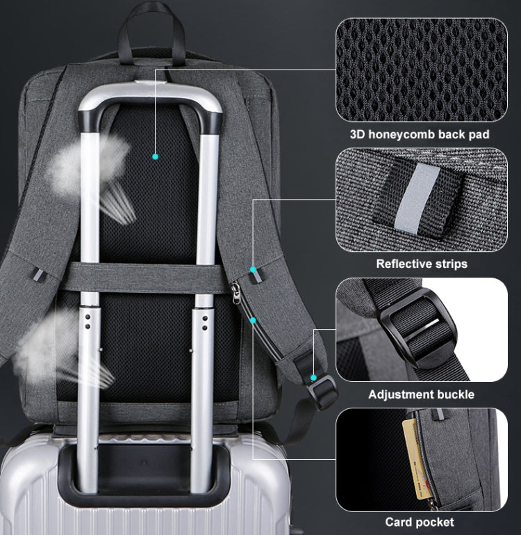 Frendorf | 16 Zoll Großes Fassungsvermögen Passwort Schloss Diebstahlsicher Laptop Rucksack Mit USB-Anschluss (Schwarz)