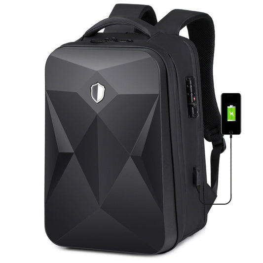 Frendorf | 17 Zoll Passwortschloss Große Kapazität Wasserdicht Laptop Rucksack mit USB-Anschluss (Schwarz)
