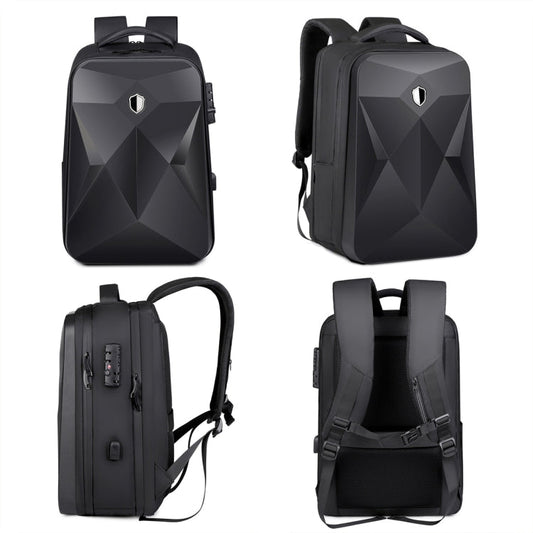 Frendorf | 17 Zoll Passwortschloss Große Kapazität Wasserdichte Laptop-Rucksack mit USB-Anschluss (Dunkelgrau)