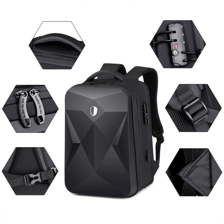 Frendorf | 17 Zoll Passwortschloss Große Kapazität Wasserdichte Laptop-Rucksack mit USB-Anschluss (Dunkelgrau)