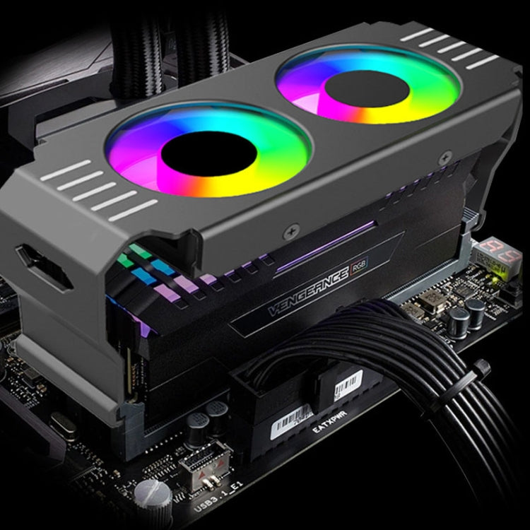 Frendorf | Desktop ARGB Speicher Kühler PWM Temperaturregelung Dual-Lüfter, Für DDR / DDR2 / DDR3 / DDR4 / DDR5 (Weiß)