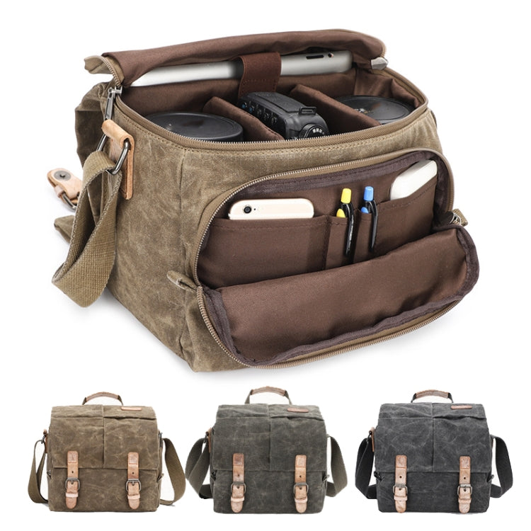 Frendorf | Kameraschoudertas Batik Canvas Waterdicht Fotografie SLR Camera Tas (Khaki)