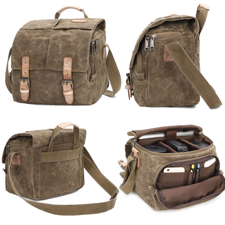 Frendorf | Kameraschoudertas Batik Canvas Waterdicht Fotografie SLR Camera Tas (Khaki)