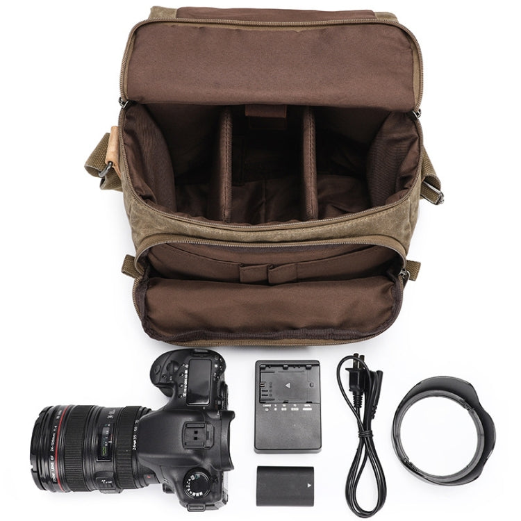Frendorf | Kameraschoudertas Batik Canvas Waterdicht Fotografie SLR Camera Tas (Khaki)
